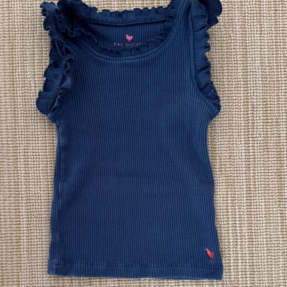 Pink Chicken Navy Ruffle Tank Top - Picture 1 of 3